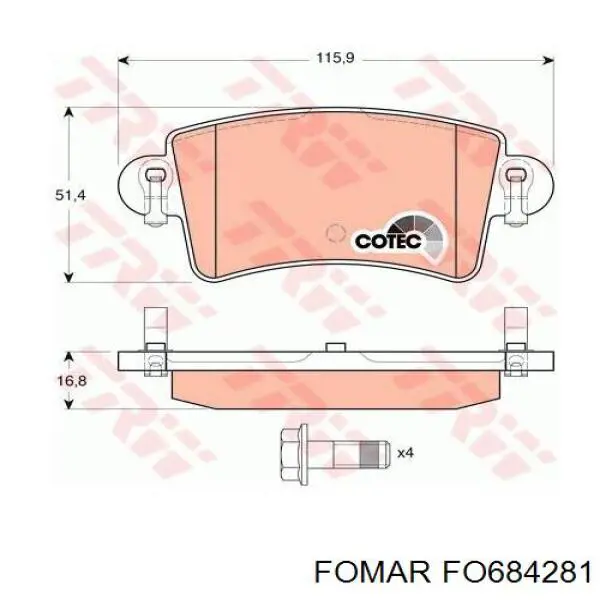 Купити FO684281 Fomar Roulunds Задні колодки