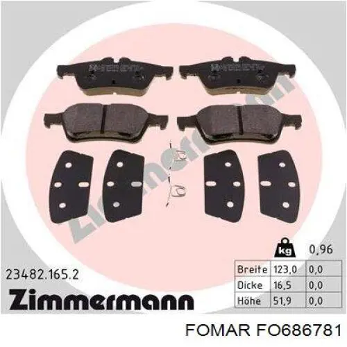 Задні гальмівні колодки FO686781 Fomar Roulunds