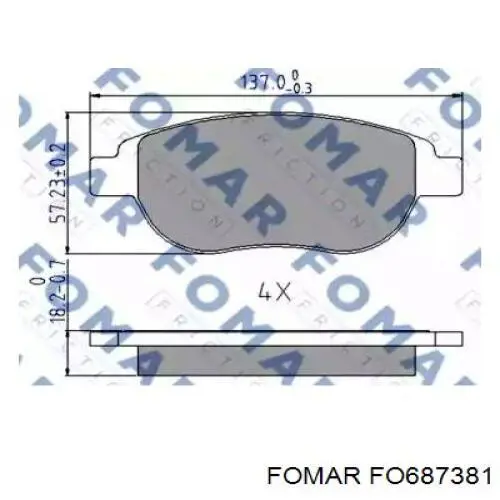 Колодки гальмівні передні, дискові FO687381 Fomar Roulunds