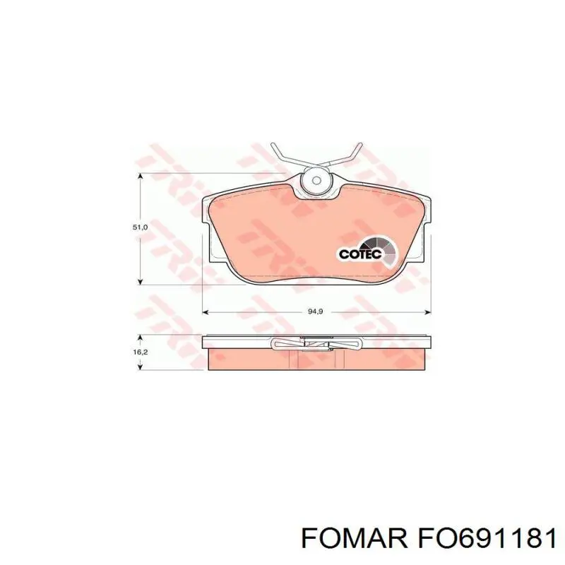 Задні гальмівні колодки Fomar Roulunds FO691181 ціна, від 19.58 USD