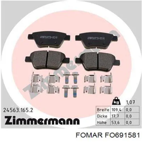 FO691581 Fomar Roulunds Колодки гальмівні задні, дискові