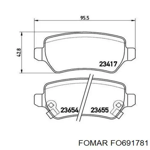 Задні гальмівні колодки FO691781 Fomar Roulunds