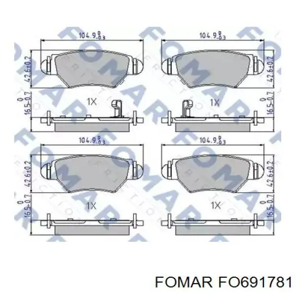 Задні гальмівні колодки FO691781 Fomar Roulunds