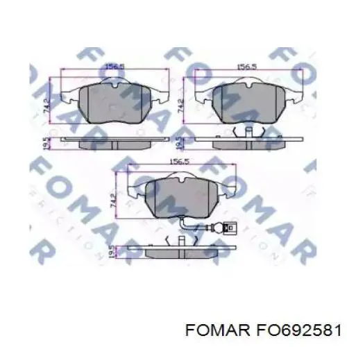 FO692581 Fomar Roulunds колодки гальмівні передні, дискові