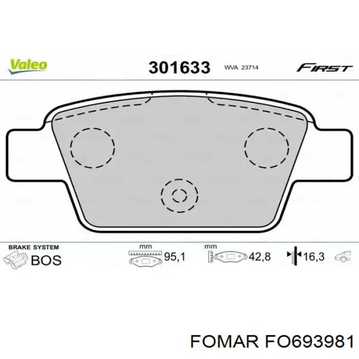 FO693981 Fomar Roulunds Колодки гальмівні задні, дискові