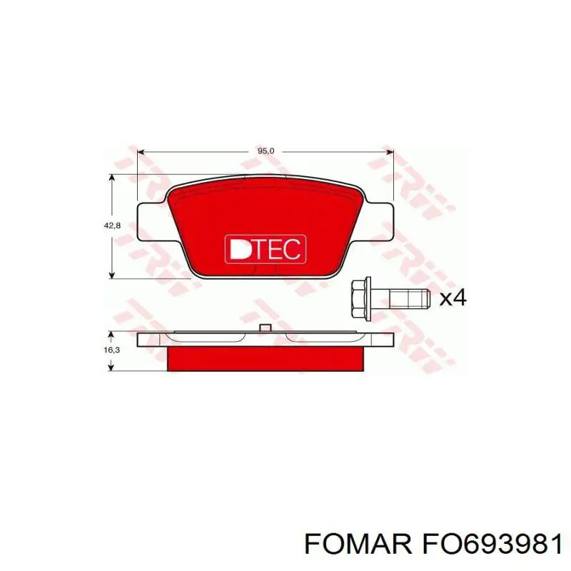 Задні гальмівні колодки Fomar Roulunds FO693981 ціна, від 18.59 USD