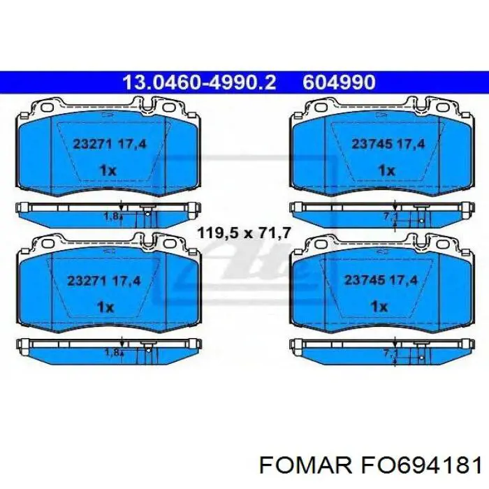 Тормозні колодки Fomar Roulunds FO694181