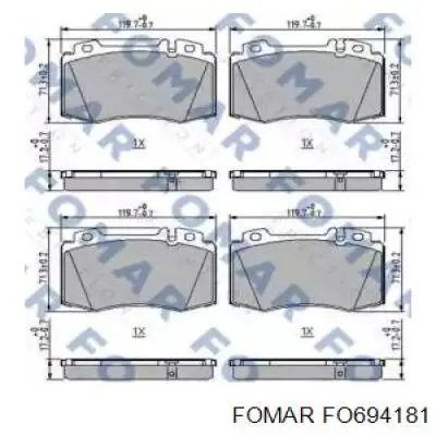 Колодки гальмівні передні, дискові FO694181 Fomar Roulunds