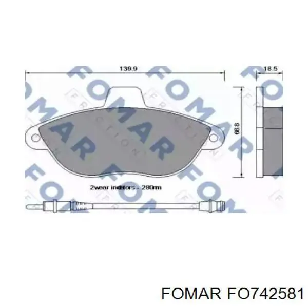FO742581 Fomar Roulunds колодки гальмівні передні, дискові