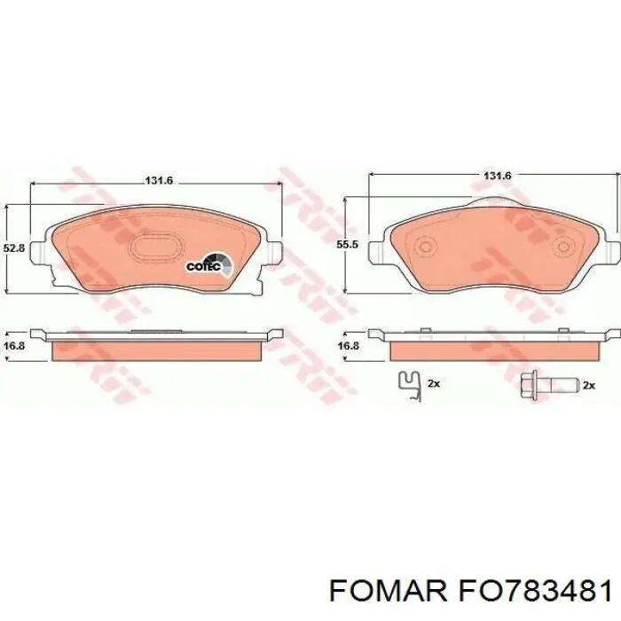 Передні тормозні колодки FO783481 Fomar Roulunds