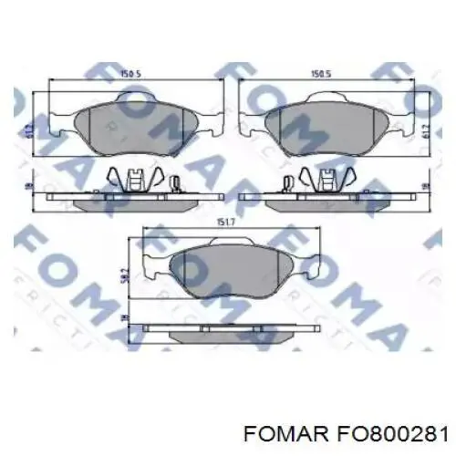FO800281 Fomar Roulunds колодки гальмівні передні, дискові