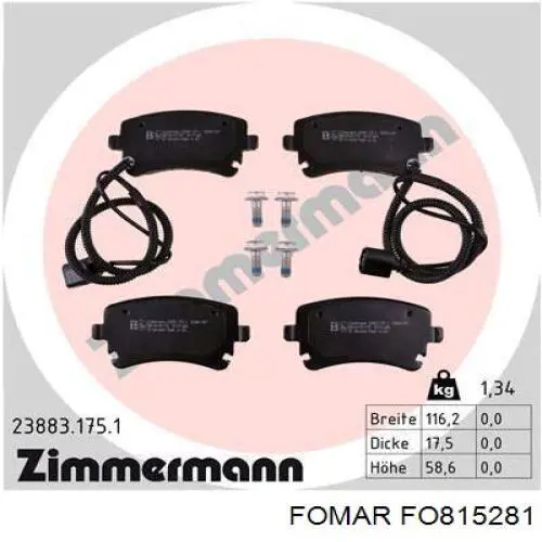 Задні гальмівні колодки Fomar Roulunds FO815281 ціна, від 22.65 USD