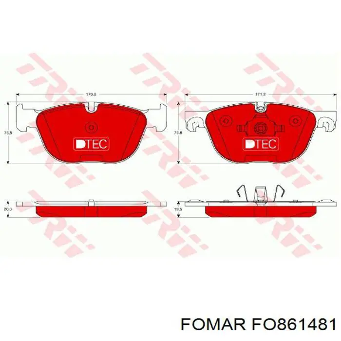 FO861481 Fomar Roulunds Передні гальмівні колодки
