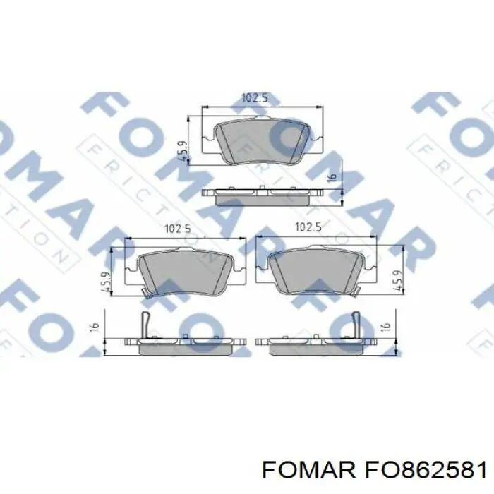 Колодки гальмові задні, дискові FO862581 Fomar Roulunds