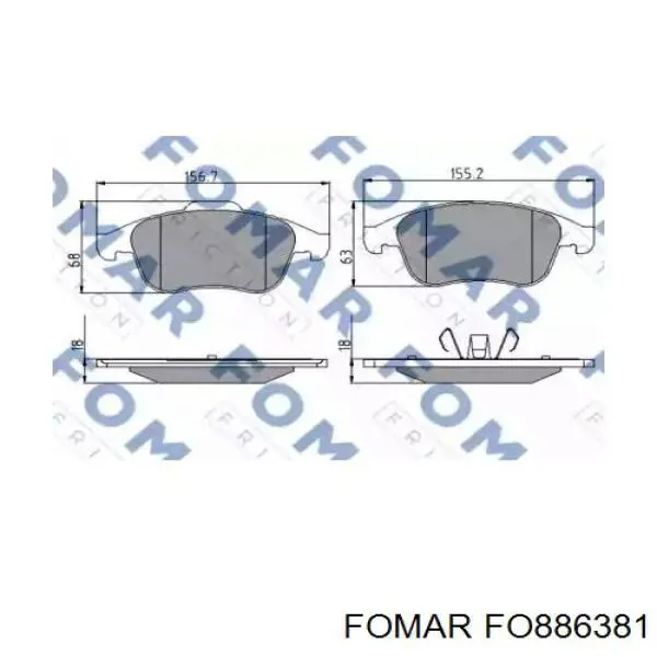 FO886381 Fomar Roulunds колодки гальмівні передні, дискові