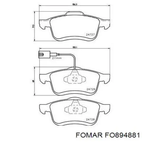 Гальмівні колодки Fomar Roulunds FO894881 ціна, від 30.38 USD