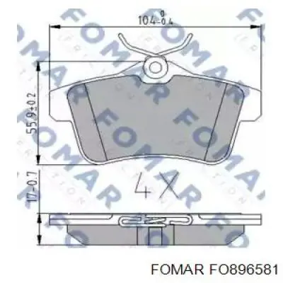 Колодки гальмові задні, дискові FO896581 Fomar Roulunds