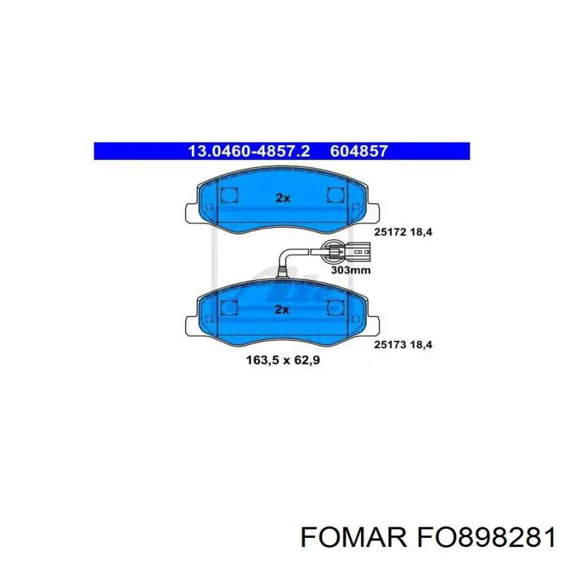 FO898281 Fomar Roulunds колодки гальмові задні, дискові