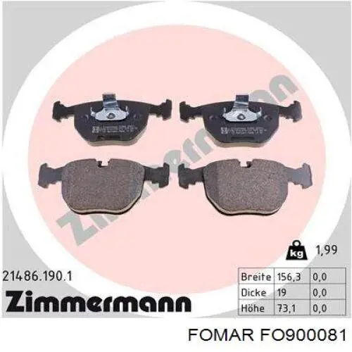 Передні тормозні колодки FO900081 Fomar Roulunds