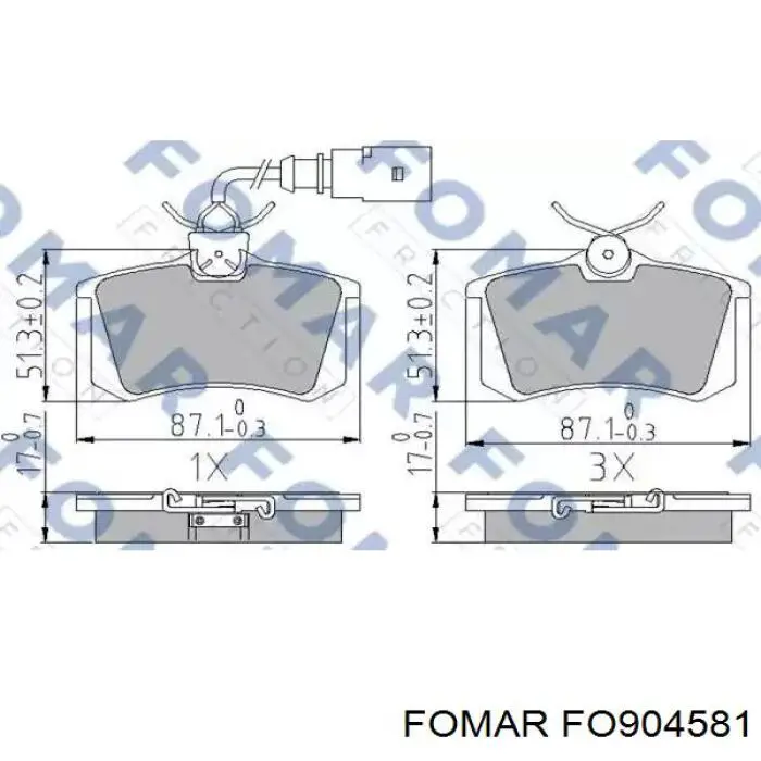 FO904581 Fomar Roulunds Колодки гальмівні задні, дискові