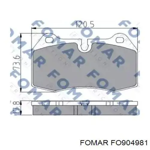 FO904981 Fomar Roulunds колодки гальмівні передні, дискові