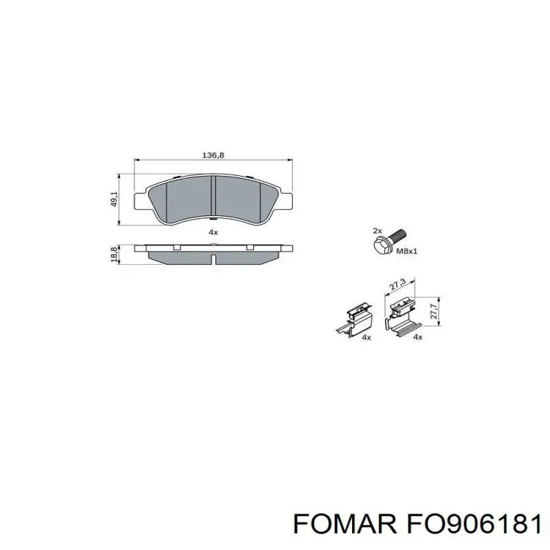 FO906181 Fomar Roulunds Передні гальмівні колодки