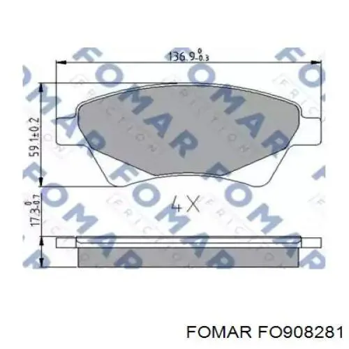 Колодки гальмівні передні, дискові FO908281 Fomar Roulunds