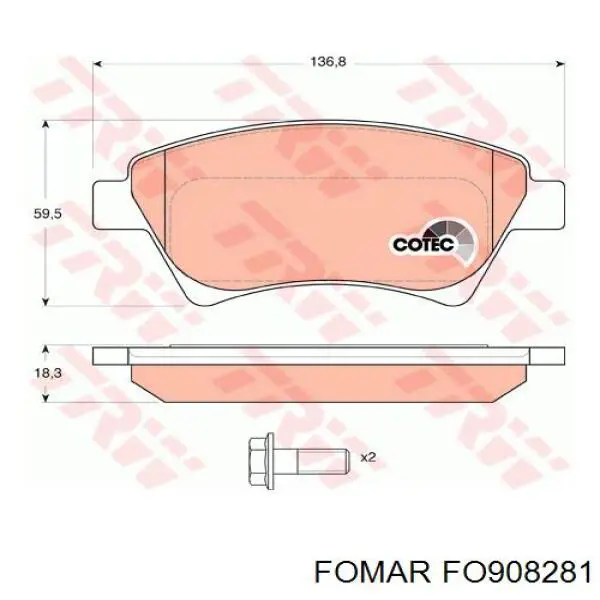 Купити FO908281 Fomar Roulunds Колодки гальмівні передні, дискові