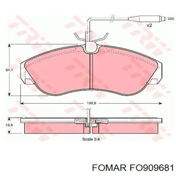 FO909681 Fomar Roulunds колодки гальмівні передні, дискові