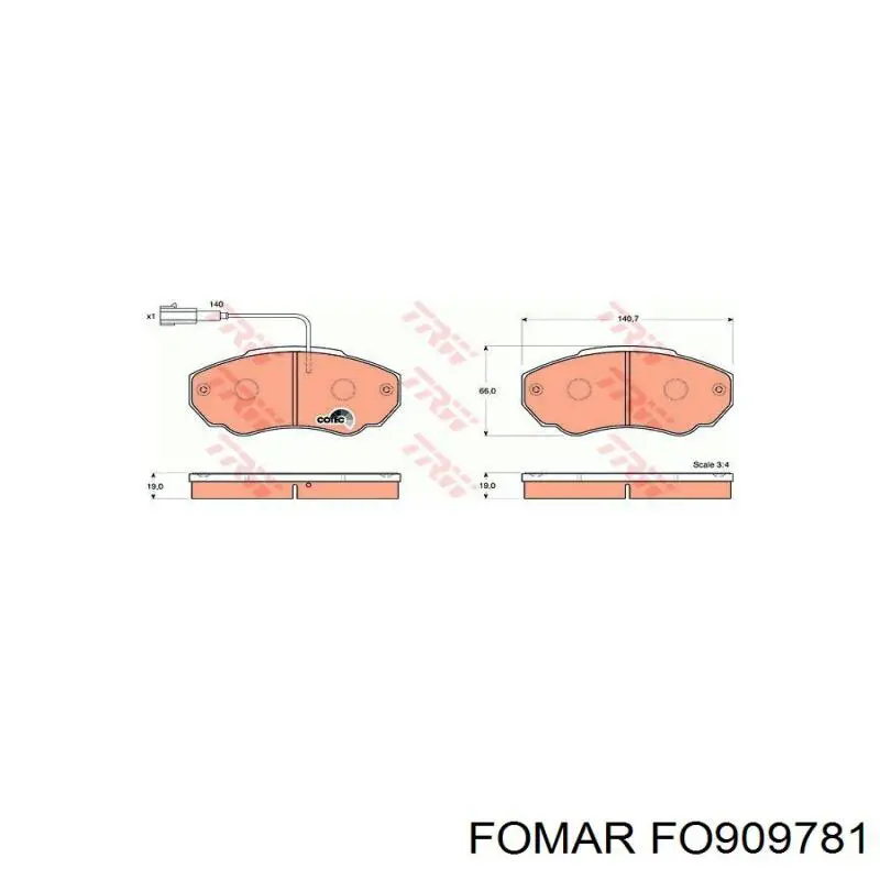 Колодки гальмівні передні, дискові FO909781 Fomar Roulunds