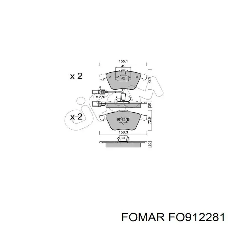 Передні тормозні колодки FO912281 Fomar Roulunds