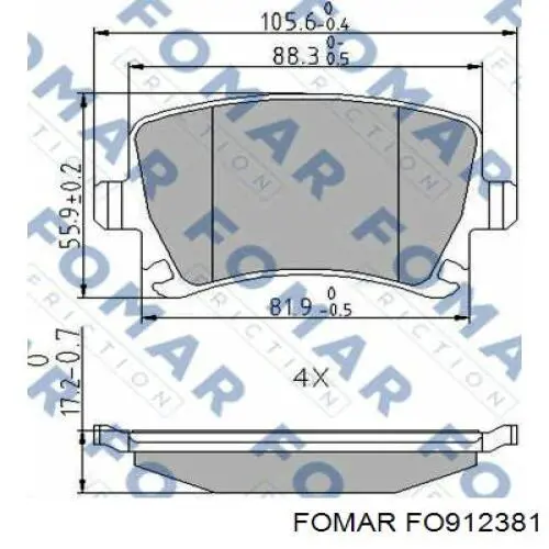 Колодки гальмові задні, дискові FO912381 Fomar Roulunds