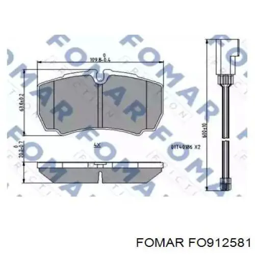 Колодки гальмові задні, дискові FO912581 Fomar Roulunds