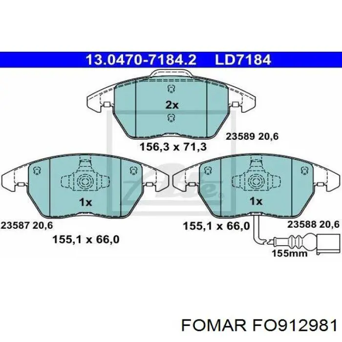 Купити FO912981 Fomar Roulunds Колодки гальмівні передні, дискові