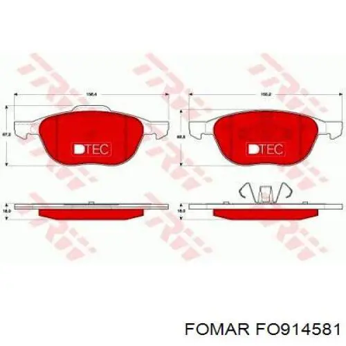 Купити FO914581 Fomar Roulunds Колодки гальмівні передні, дискові