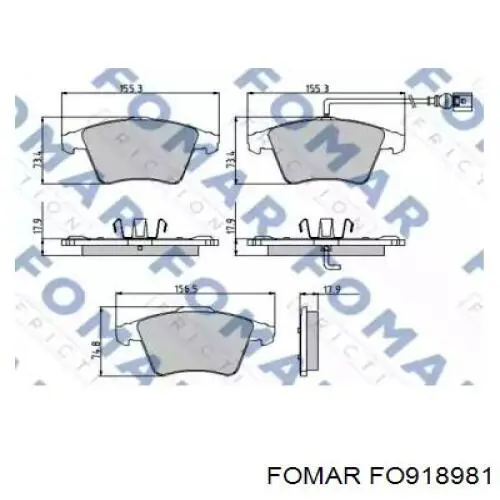 Колодки гальмівні передні, дискові FO918981 Fomar Roulunds