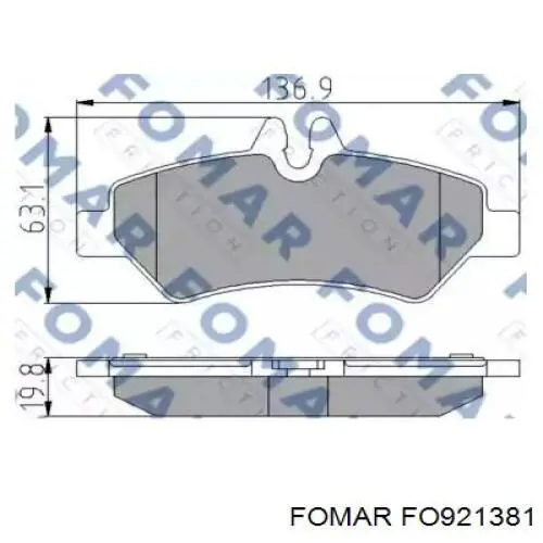 Колодки гальмові задні, дискові FO921381 Fomar Roulunds