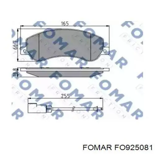 Колодки гальмівні передні, дискові FO925081 Fomar Roulunds