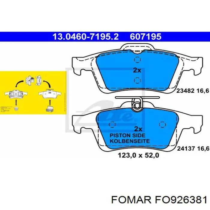Задні гальмівні колодки 30736610 Volvo