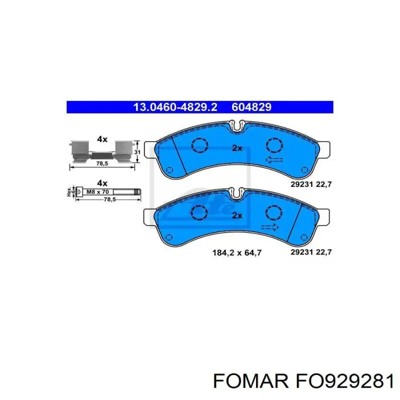 FO929281 Fomar Roulunds Колодки гальмівні задні, дискові