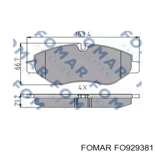 Колодки гальмівні передні, дискові FO929381 Fomar Roulunds