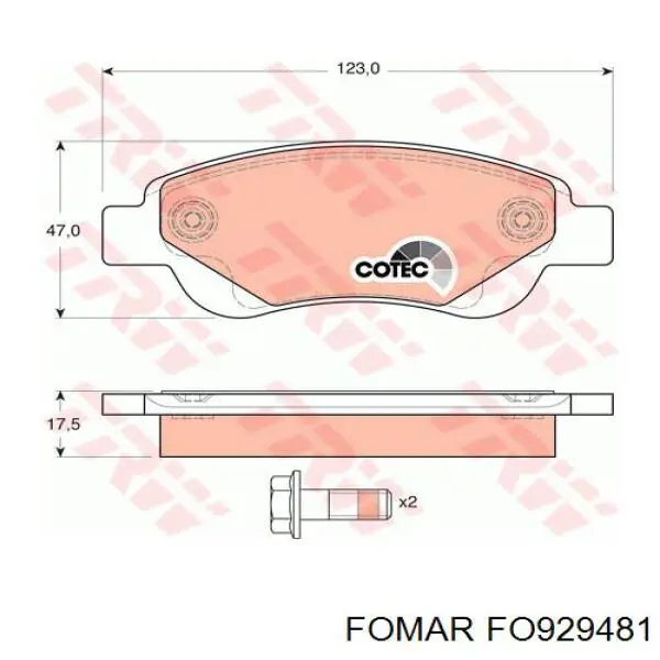Передні тормозні колодки FO929481 Fomar Roulunds