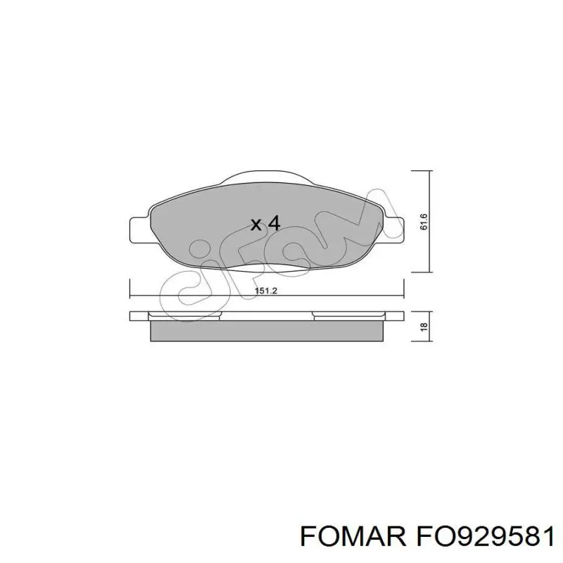 FO929581 Fomar Roulunds Передні гальмівні колодки
