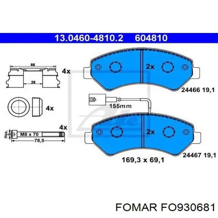 Гальмівні колодки Fomar Roulunds FO930681 ціна, від 31.22 USD