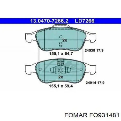 Купити FO931481 Fomar Roulunds Колодки гальмівні передні, дискові