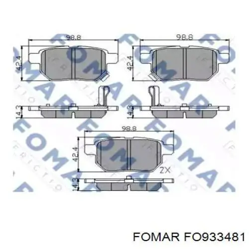 Колодки гальмові задні, дискові FO933481 Fomar Roulunds