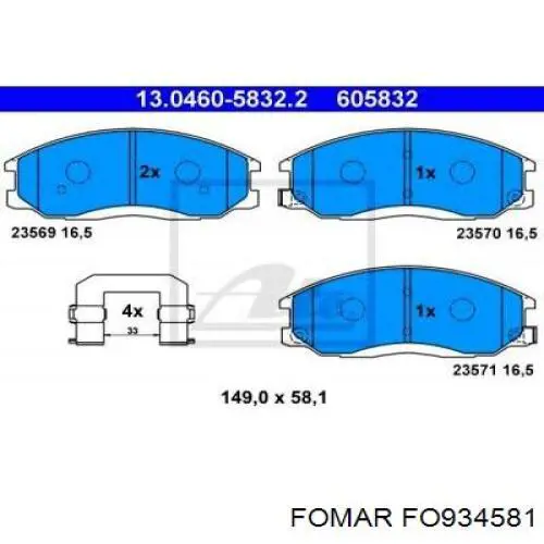 Передні тормозні колодки 986494650 Bosch
