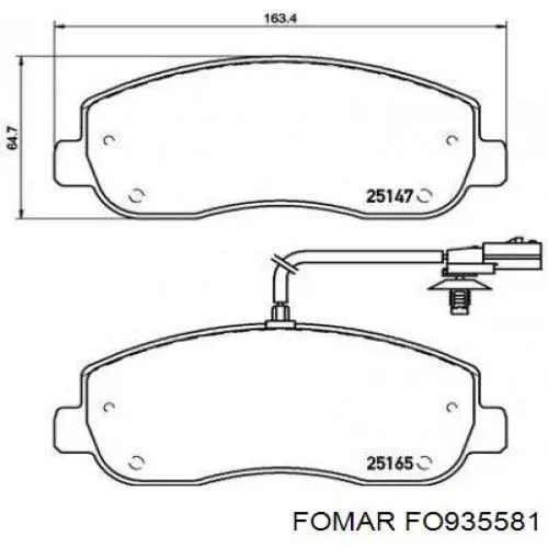 Передні тормозні колодки FO935581 Fomar Roulunds