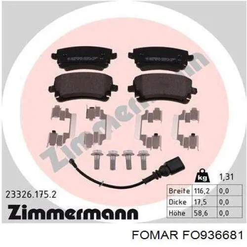 Купити FO936681 Fomar Roulunds Задні колодки