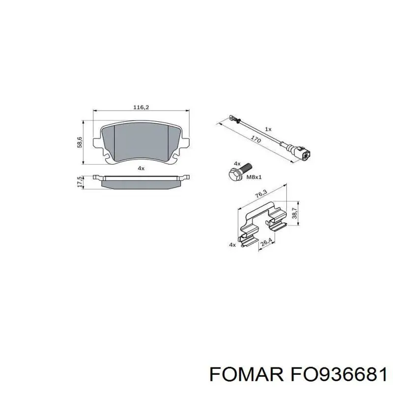 FO936681 Fomar Roulunds Колодки гальмівні задні, дискові